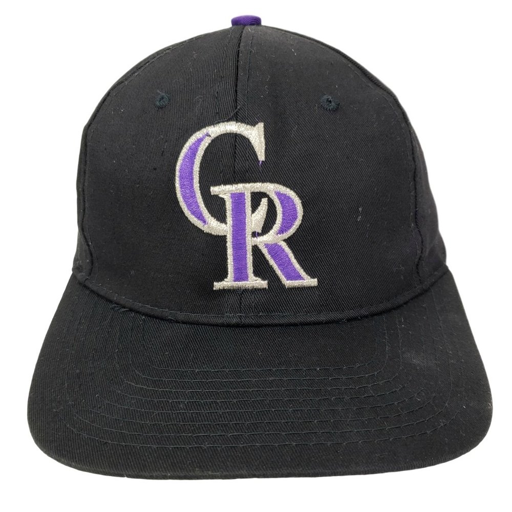 Colorado Rockies‎ Hat Vintage 90s Black Snapback Baseball Cap Embroidered Logo